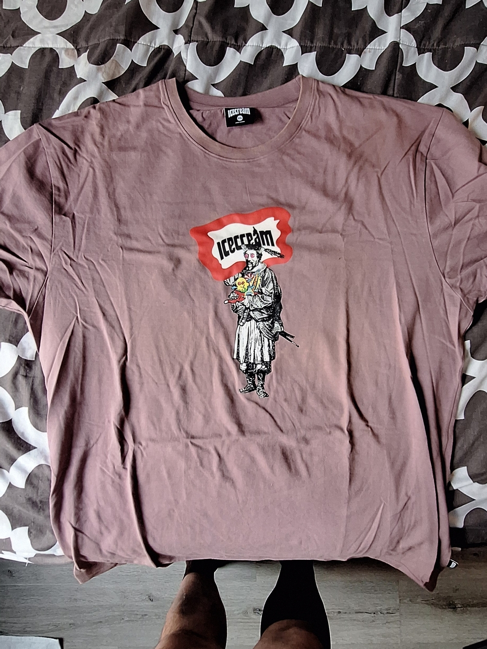 Icecream Long Sleeve Tee - Dusty Mauve with Red Accent